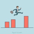 Rapid growth Business Linear Flat man jump diagram