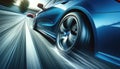 Rapid Motion: Blue Car\'s High-Speed Highway Journey