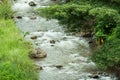 The rapid and powerful flow of water in the river Royalty Free Stock Photo