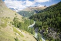 Rapid river in the swiss valley