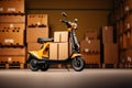 Rapid scooter shipping Quick and reliable service for prompt online deliveries Royalty Free Stock Photo