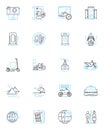 Rapid transit linear icons set. Subway, Train, Metro, Transit, Rail, Commuter, Underground line vector and concept signs