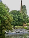 Rapid water and Holy Trinity Church landscape Royalty Free Stock Photo