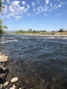 Rapids on the edge of the Clark Fork River, Missoula, Montana Royalty Free Stock Photo