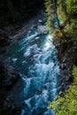 Rapids in fast flowing rhine river in Switzerland on a sunny day Royalty Free Stock Photo