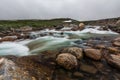 Rapids on the mountain river in norwegian tundra Royalty Free Stock Photo