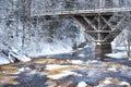 Rapids and river in cold winter day