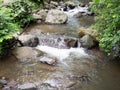 Rapids on the river. Shallow river with boulders Clear water stream Royalty Free Stock Photo