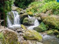 Rapids on the river. Shallow river with boulders Clear water stream Royalty Free Stock Photo