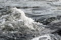 Rapids small river, strong current water flowing among stones, beautiful nature