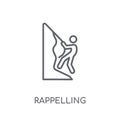 Rappelling linear icon. Modern outline Rappelling logo concept o Royalty Free Stock Photo