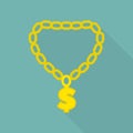 Rapper gold chain icon, flat style Royalty Free Stock Photo