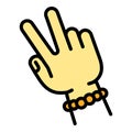 Rapper hand sign icon, outline style Royalty Free Stock Photo