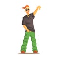 Rapper man dressed in rappers style clothing, colorful character vector Illustration Royalty Free Stock Photo