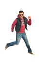 Rapper man jumping in the air Royalty Free Stock Photo