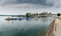 Harbor and city of Rapperswil with the historic castle and church