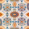 Rapport of artistic arabic ornaments rosettes or flowers mandalas in white background. Generative AI