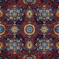 Rapport seamless of Mandalas shapes and abstract flowers for wallpaper. Generative AI