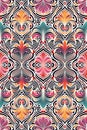 Psychedelic pattern of abstract color shapes and strokes in retro style. Generative AI Royalty Free Stock Photo