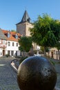 Rapportierplatz with water fountain and Untertor in Meisenheim Royalty Free Stock Photo