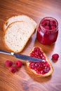 Rapsberry jam with slice of bread