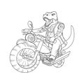 Biker Raptor head with leather jacket on motor bike. Illustration for print on cloths and motor bike clubs and teams. Dinosaur Royalty Free Stock Photo