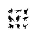Raptor dinosaurs animal set silhouette collection