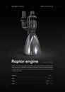 Raptor Rocket engine 3D illustration poster