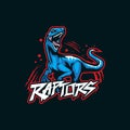 Raptor mascot logo design vector with modern illustration concept style for badge, emblem and t shirt printing. Dino raptor Royalty Free Stock Photo