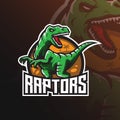 Raptor vector mascot logo design with modern illustration concept style for badge, emblem and tshirt printing. angry dinosaur Royalty Free Stock Photo