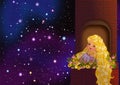 Rapunzel staring at the stars