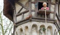 Rapunzel is waiting for her lover in a high tower. Instead a squirrel came. Attraction in theme park efteling Royalty Free Stock Photo