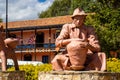 Beautiful clay statues at Raquira city main square.The city of pots, Colombia