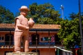 Beautiful clay statues at Raquira city main square.The city of pots, Colombia