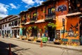 Beautiful streets and houses of the small town of Raquira. The city of pots, Colombia