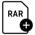 RAR file format with plus symbol icon vector for web and mobile application Royalty Free Stock Photo
