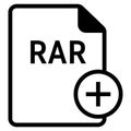 RAR file format with plus symbol icon vector for web and mobile application Royalty Free Stock Photo