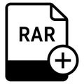 RAR file format with plus symbol icon vector for web and mobile application Royalty Free Stock Photo