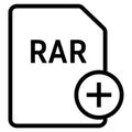 RAR file format with plus symbol icon vector for web and mobile application Royalty Free Stock Photo