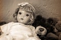 Antique Doll and Teddy Bear