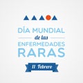 Rare Disease Day in Spanish. Dia mundial de las enfermedades raras. February 28. Vector illustration, flat design