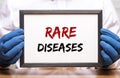 Rare diseases inscription words. Medical concept of unusual disorders