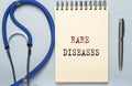 Rare diseases inscription words. Medical concept of unusual disorders