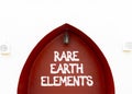 Rare earth elements symbol. Concept words Rare earth elements on beautiful white and red wall. Beautiful white and red wall
