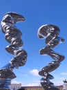 Silver Sculpture by Tony Cragg named point of view at Praca do Comercio in Lisbon Portugal