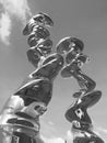 Silver Sculpture by Tony Cragg named point of view at Praca do Comercio in Lisbon Portugal