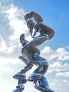 Silver Sculpture by Tony Cragg named point of view at Praca do Comercio in Lisbon Portugal