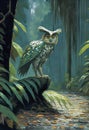 Rare exotic owl in the jungle, generative ai