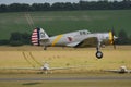 Rare historic Curtiss P-36 Hawk with La Fayette Indian painted taxiing