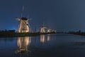 Rare illuminated windmill at kinderdjik Royalty Free Stock Photo